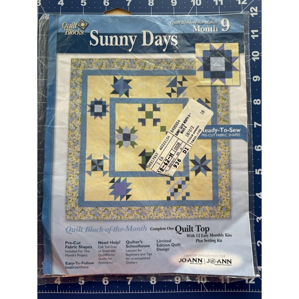 Joann Quilt Block Of The Month Sunny Days‎ Limited Edition Month 9 FOUR CROWNS